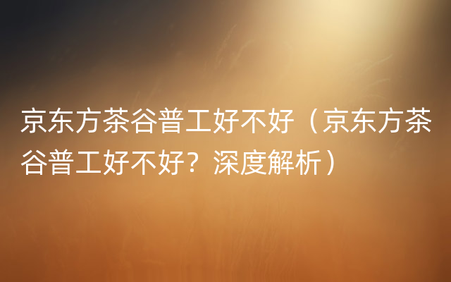 京东方茶谷普工好不好（京东方茶谷普工好不好？深度解析）